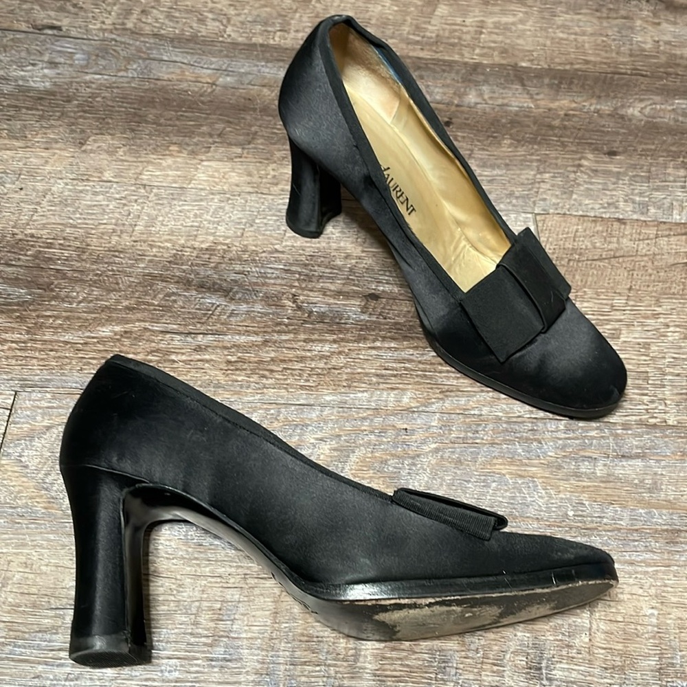 Vintage Yves Saint Laurent silk tuxedo heels